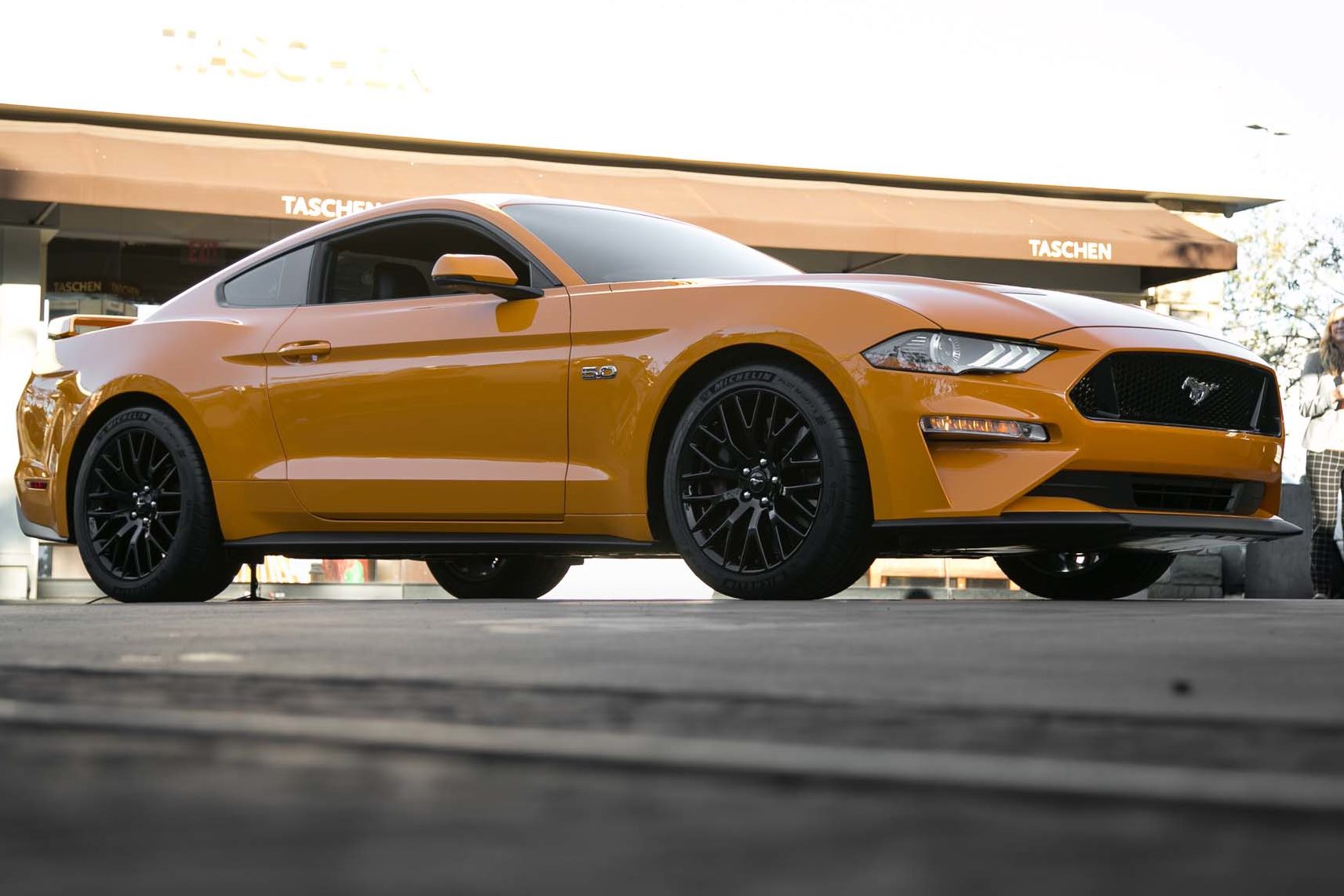 2018 Ford Mustang First Look Refresh Since Ponycar Went Global 2018 Ford Mustang Gt V8 Performance Pack Front Three Quarters E1484697161618