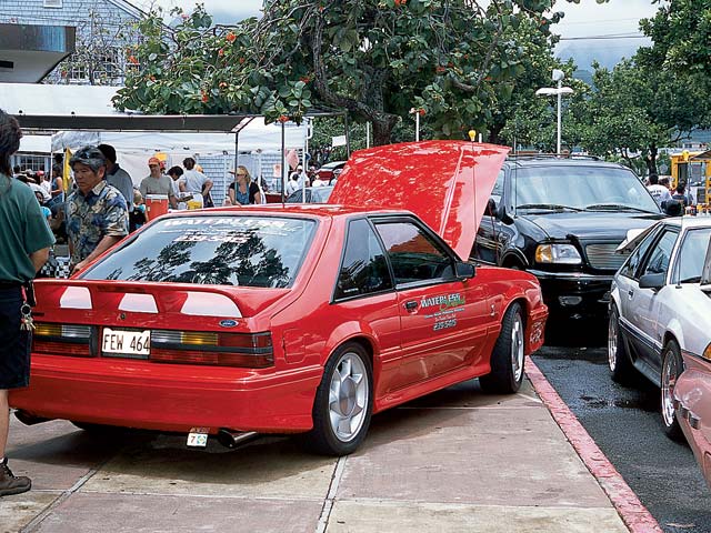 0211mmff_13zoom 1993_Ford_SVT_Cobra Rear_View_In_Lot
