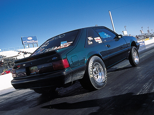 0405m_32z 1991_Ford_Mustang Rear_Passenger_Side_View_At_Track