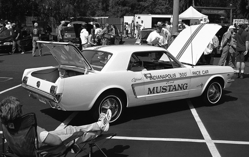 P115119_large 1965_Ford_Mustang_Pace_Car Rear_Side_Parked